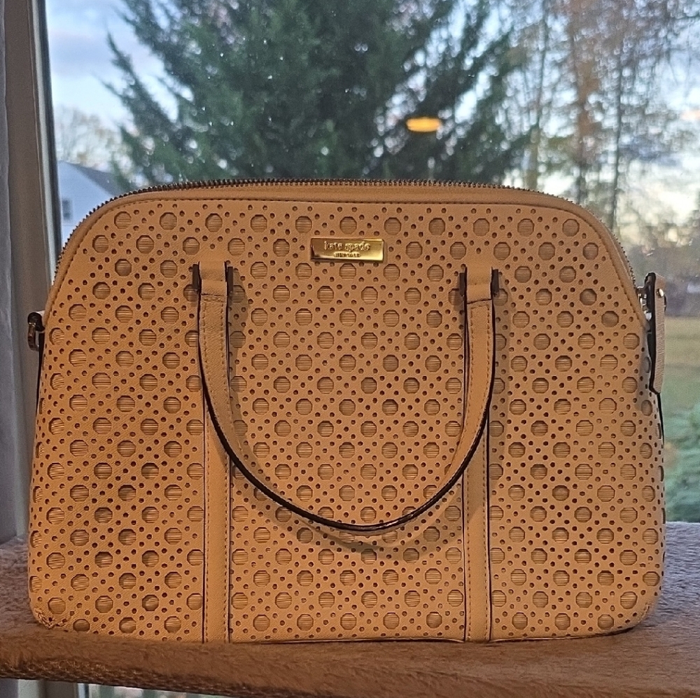 Kate Spade Beige Satchel with Cutout Design